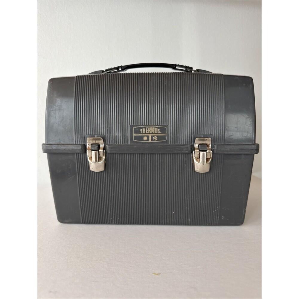Vintage King Seeley Gray Plastic Thermos Domed Lunch Box Pail 1970's Norwich CT